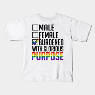 LGBT Burdened With Glorious Purpose Pride Month Personalized Kids T-Shirt